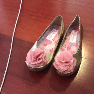 American girl doll ballerina flats with pink roses